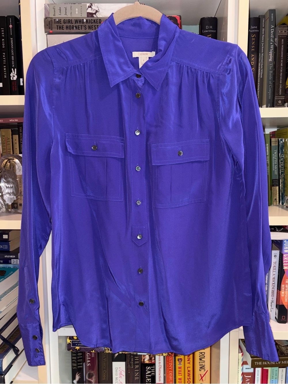 J Crew Blythe Purple Silk Button Down Shirt
